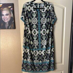 Sabrina Blue Casual Maxi Sundress Sun Dress Blue, Black and White 3x